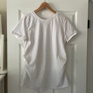 Maternity Organic Cotton Vintage Crew T-Shirt Large White